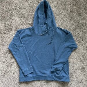 LOLE Blue Terrycloth Cotton Cross-Over Hoodie Pullover
